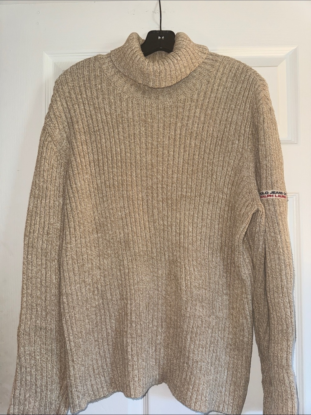 Ralph Lauren Beige Ribbed Turtleneck Sweater